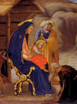 Святое семейство. Поклонение волхвов. Фрагмент. Часть полиптиха из церкви Кармине в Пизе. Мазаччо