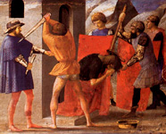 Обезглавливание Иоанна Крестителя. Часть полиптиха из церкви Кармине в Пизе. Мазаччо